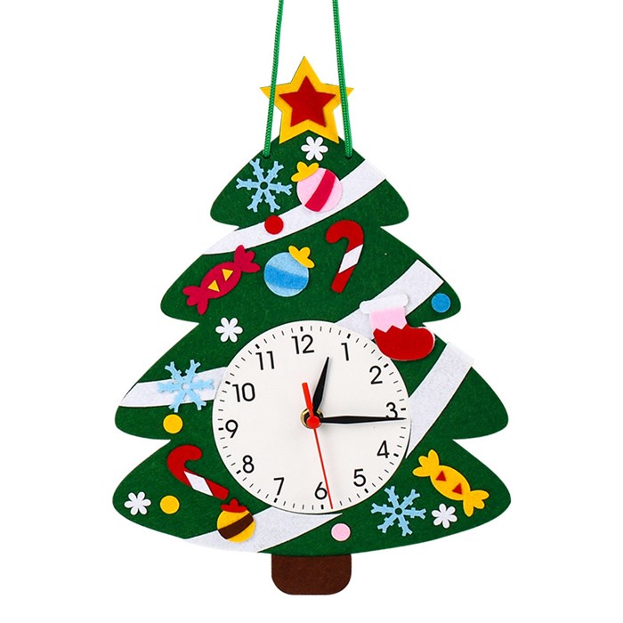 Детские новогодние часы из фетра, Рождественская елка - фото 109417583