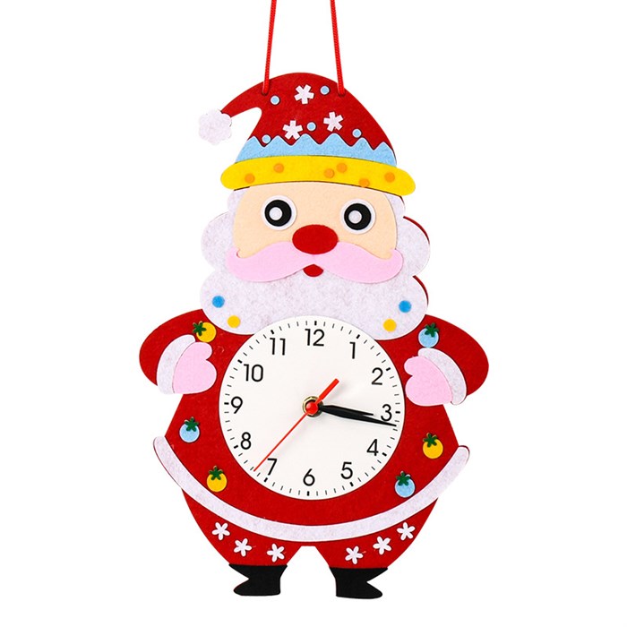 Детские новогодние часы из фетра, Дед Мороз - фото 109417587