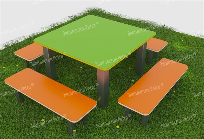Стол для творчества «Квадратный стол с лавочками» - фото 110191954