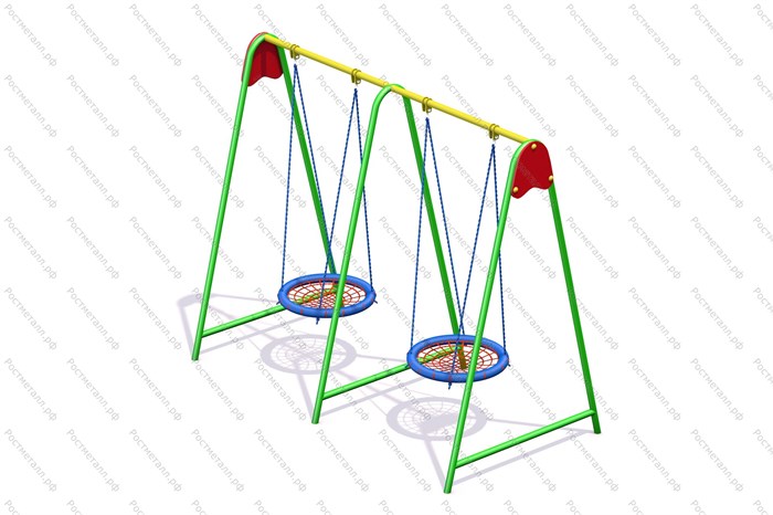 Детские и спортивные площадки на улицу, Детские качели двухместные Гнездо - фото 110843287