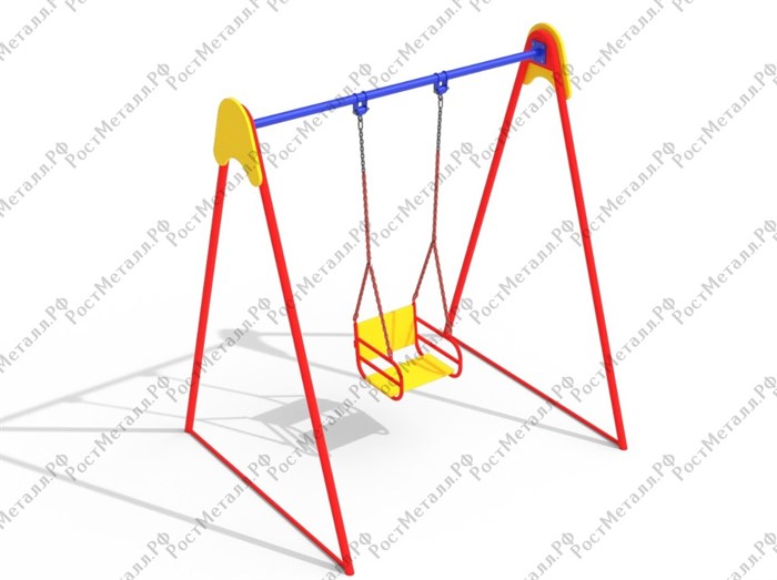 Детские качели одноместные "Краски" на цепях и фланцах - фото 112403532