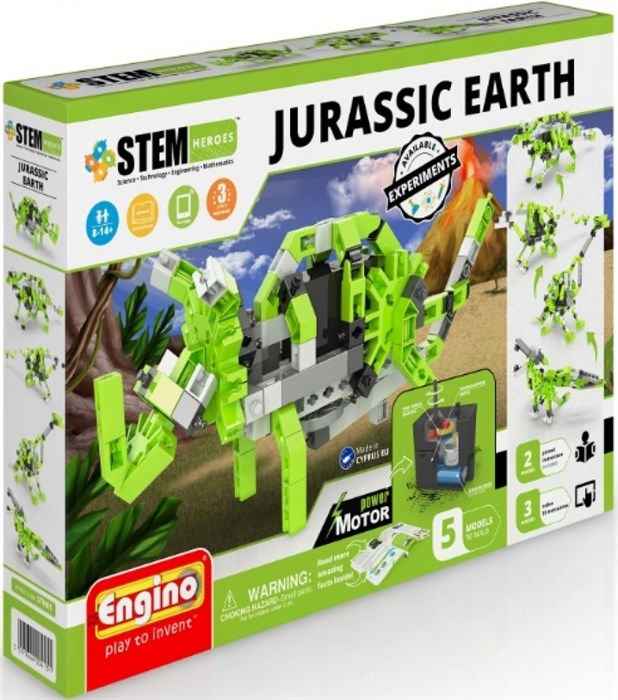 Электромеханический конструктор ENGINO STEM Heroes STH61 Набор из 5 моделей с мотором. Земля Юрского периода - фото 115216104
