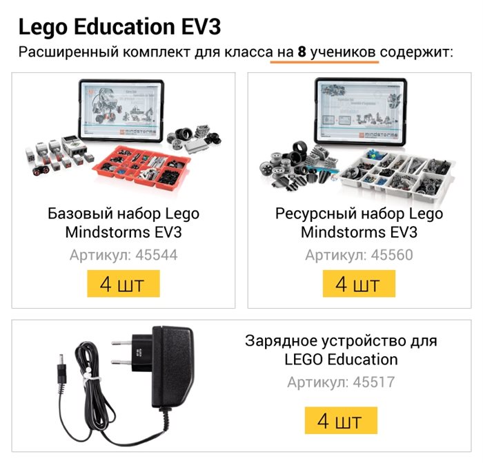 Расширенный комплект для класса LEGO Mindstorms EV3 на 8 учеников - фото 115217354