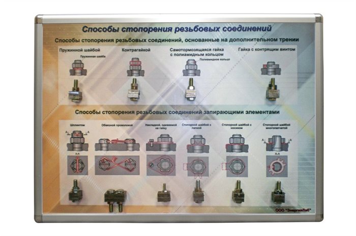 Учебный плакат-планшет «Способы стопорения резьбовых соединений» ✅ - фото 115311428