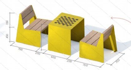 Шахматный стол ЭКО со стульями - фото 115461060