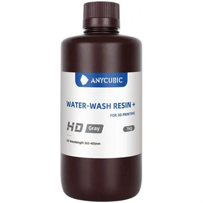 Фотополимерная смола Anycubic Water-Wash Resin+ HD, серая (1 кг) - фото 115798281