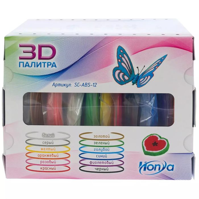 Набор ABS-пластика для 3D-ручки, 12 цветов, 12 метров HONYA SC-ABS-12 - фото 115798326