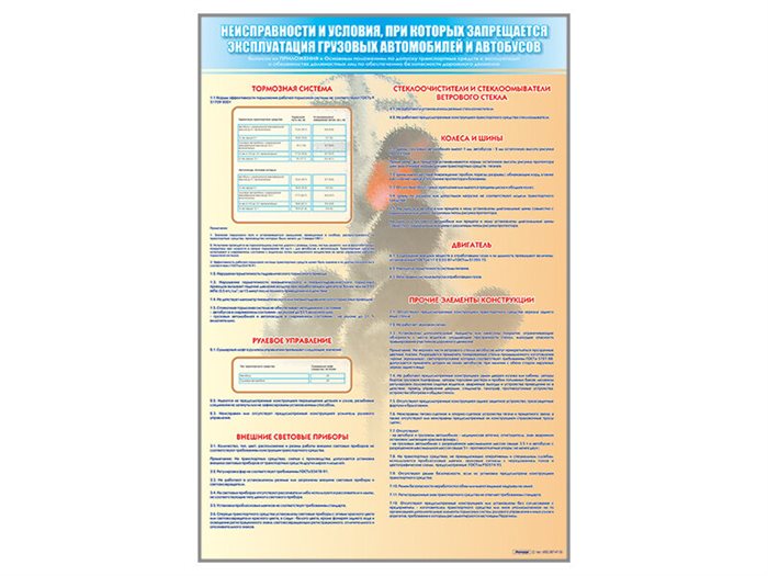 Стенд "Неисправности и условия, при которых запрещается эксплуатация грузовых автомобилей и автобусов" (категория "C", "D") ✅ - фото 117478211