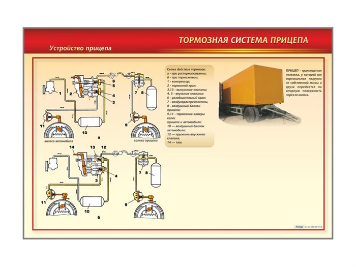 Стенд с разрезными агрегатами "Тормозная система прицепа" (категория "C") ✅ - фото 117478230