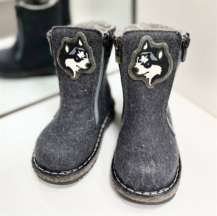 Детские унтоваленки для мальчиков, хаски, серые, размер 23, ФОМА, Россия (23777) LZ - фото 118634094