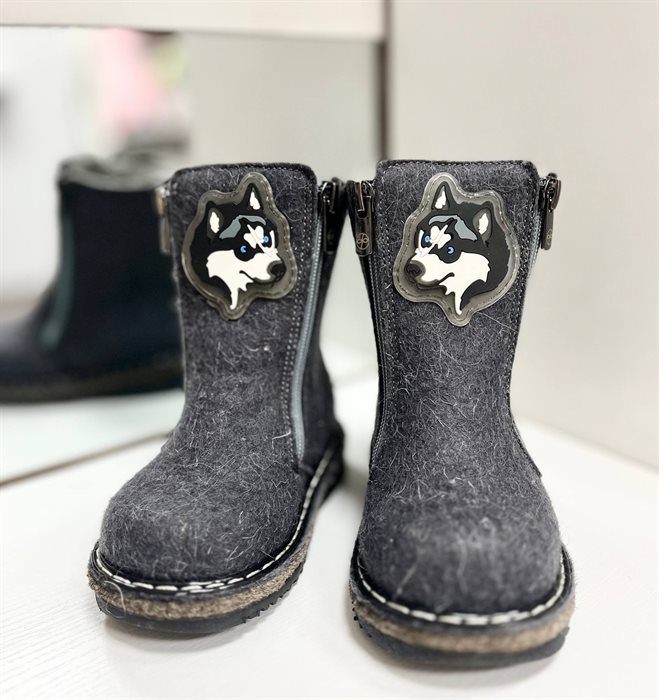 Детские унтоваленки для мальчиков, хаски, серые, размер 23, ФОМА, Россия (23710) LZ - фото 119042739