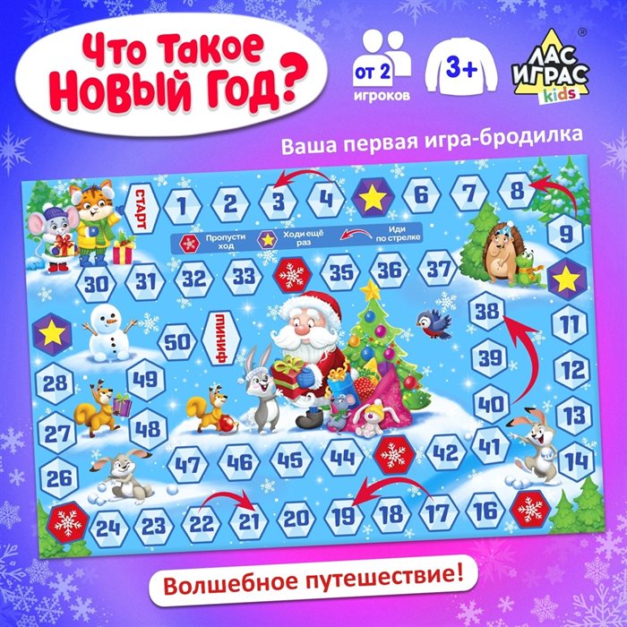 Новогодняя настольная игра «Что такое Новый год?», от 2 игроков, 3+ - фото 119794129