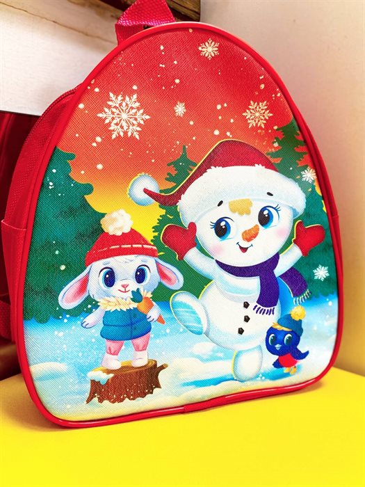 Рюкзак детский новогодний «Снеговик» 23×20 см - фото 120036406