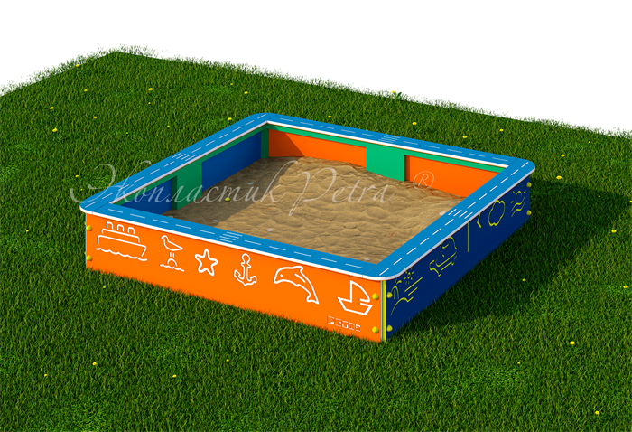 Комплект «Песочница с ПДД» Размер: 1300*1300*300 мм (монобортик тематика на выбор) - фото 120435718