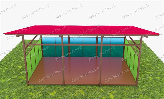 Теневой навес с цинковым напылением и акриловыми панелями 8000*4000 мм (32 кв.м) - фото 120623884