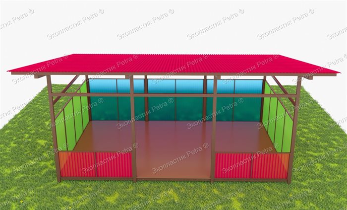 Теневой навес с цинковым напылением и акриловыми панелями (с бортиком) 8000*4000 мм (32 кв.м) - фото 120623896