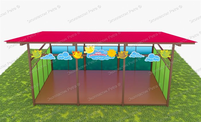 Теневой навес с цинковым напылением, акриловыми панелями и Экопластиком Petra 6000*4000 мм (24 кв.м) - фото 120623904