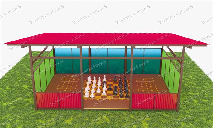 Теневой навес с интерактивным полом из Экопластика Petra (с бортиком) 5000*4000 мм (20 кв.м) - фото 120623936