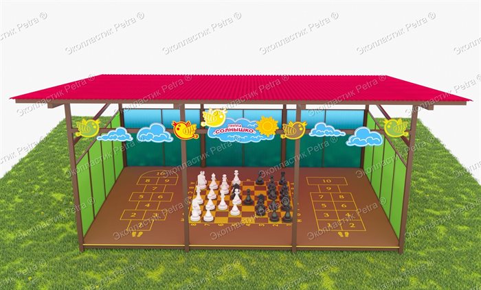 Теневой навес с интерактивным полом и декоративными элементами из Экопластика Petra 5000*4000 мм (20 кв.м) - фото 120623948