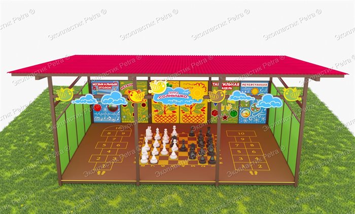 Теневой навес с интерактивным полом и модулями из Экопластика Petra 5000*4000 мм (20 кв.м) - фото 120623996