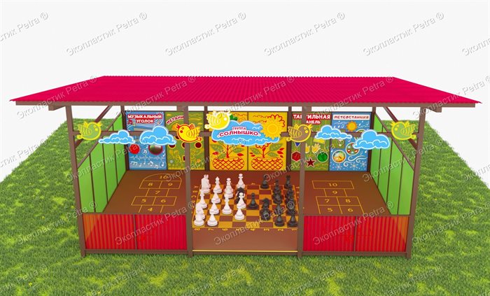 Теневой навес с интерактивным полом и модулями из Экопластика Petra (с бортиком) 6000*4000 мм (24 кв.м) - фото 120624012