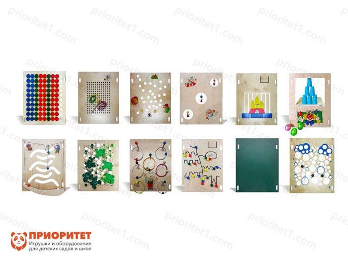 Набор тактильно-развивающих панелей 12 в 1 - фото 121515028