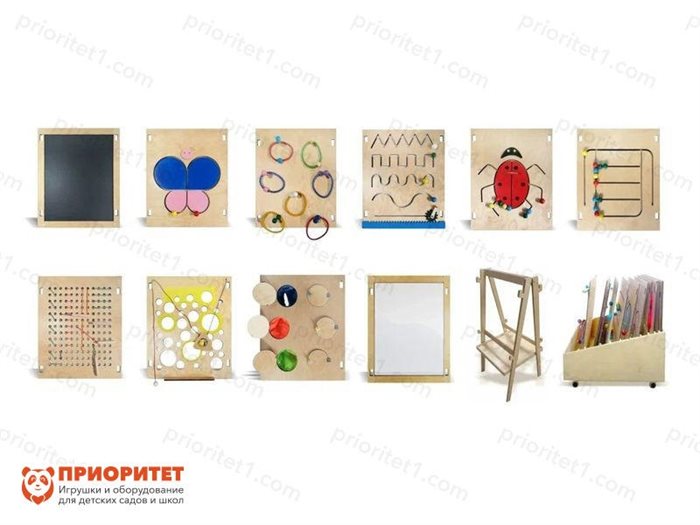 Набор тактильно-развивающих панелей Счастливое детство (напольное основание и ящик) - фото 121519578