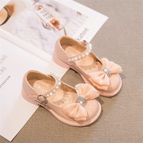Детские туфли розовые с бантом (27)