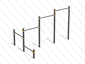 Тройной каскад турников с перекладинами для отжиманий