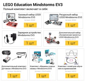 Полный комплект LEGO Mindstorms EV3 45544, Набор LEGO Education «Технология и физика» 9686 (8+), Набор LEGO Education «Пневматика» 9641 (10+), Набор LEGO Education «Возобновляемые источники энергии» 9688 (8+)