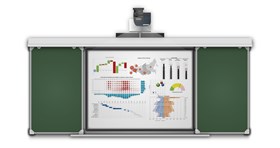 Рельсовая система 3000*1000мм с интерактивной панелью 65" (меловая зеленая) ✅
