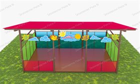 Теневой навес с цинковым напылением, акриловыми панелями и Экопластиком Petra (с бортиком) 6000*4000 мм (24 кв.м)