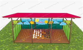 Теневой навес с интерактивным полом и декоративными элементами из Экопластика Petra 8000*4000 мм (32 кв.м)