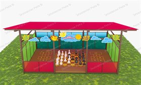 Теневой навес с интерактивным полом и декоративными элементами из Экопластика Petra (с бортиком) 5000*4000 мм (20 кв.м)