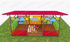 Теневой навес с интерактивным полом и модулями из Экопластика Petra (с бортиком) 6000*4000 мм (24 кв.м)