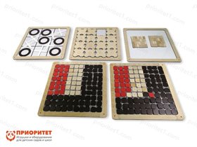 Набор игр (Пятнашки, Морской Бой, Домино, Крестики-Нолики) + запасные фигуры