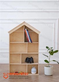 Стеллаж для игрушек и книг Волшебный домик шлифованный