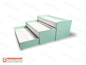 Кровать детская трехъярусная Сладкие сны выкатная (выдвижная) мятная