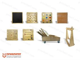 Набор тактильно-развивающих панелей Я учусь (с подставкой и тележкой)