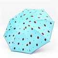 Зонт механический «Ягоды», эпонж, 4 сложения, 8 спиц, R=49/55 см, d=98 см, голубой - фото 116443222